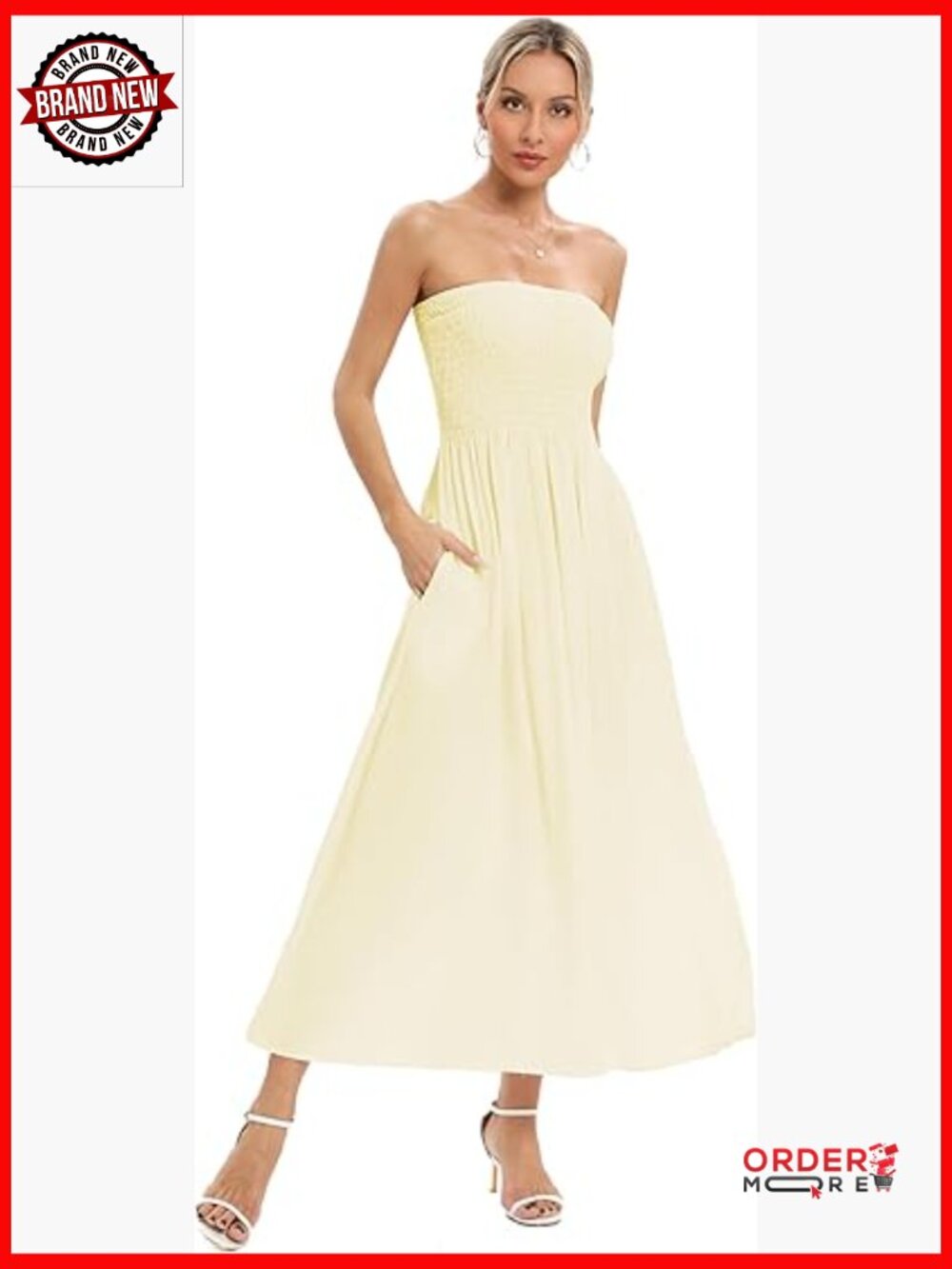 Women Strapless Tube Maxi Dress Flowy Swing Long Sundress Sleeveless Boho Beach